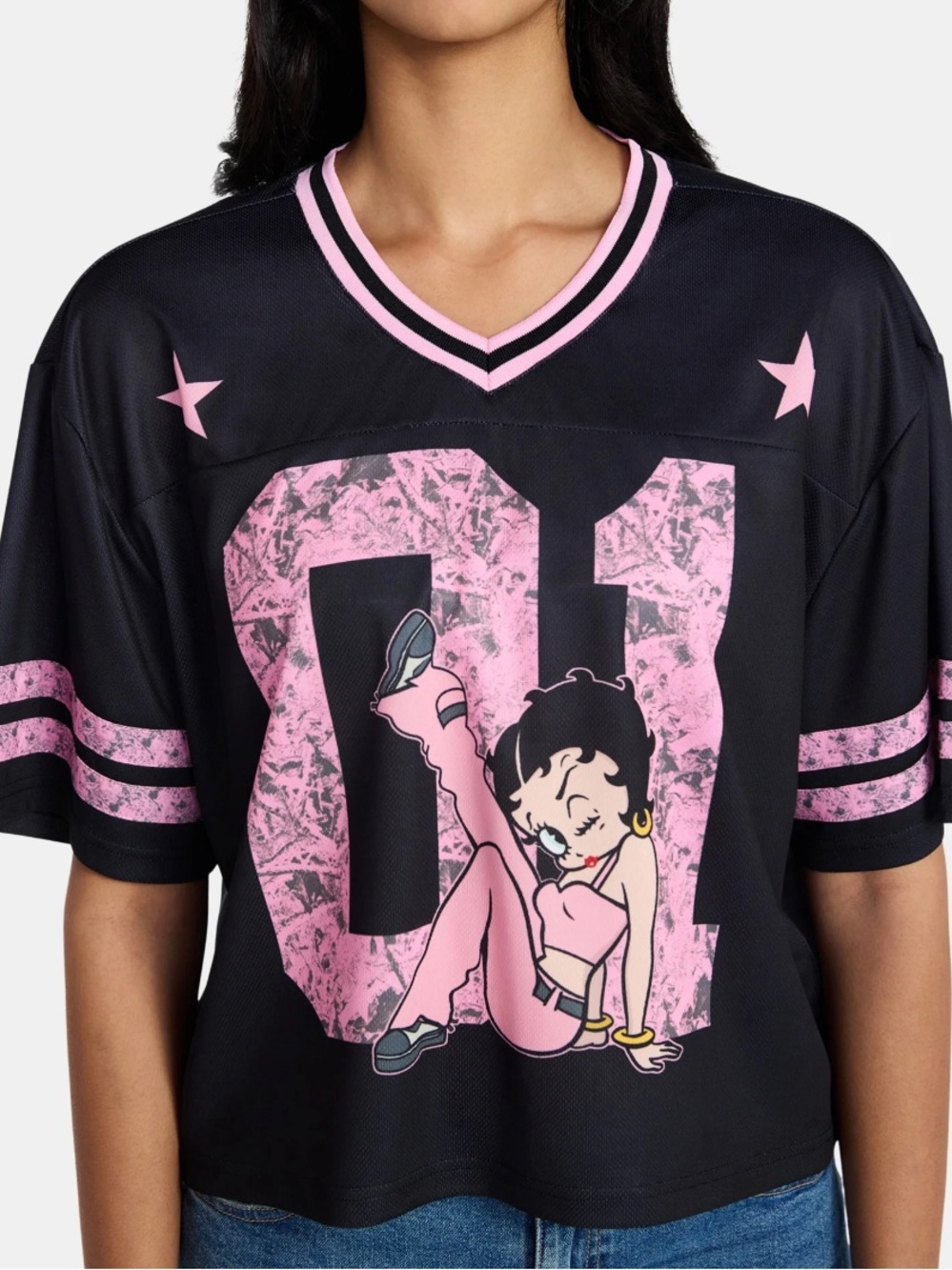 Betty Boop Black and Pink Girls' Graphic Jersey Top